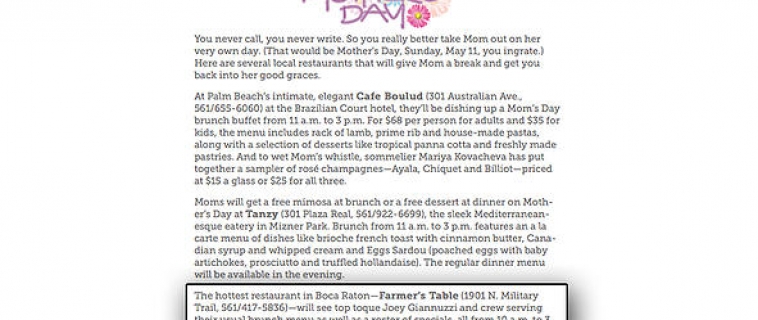 Treat Mom to a Meal Off