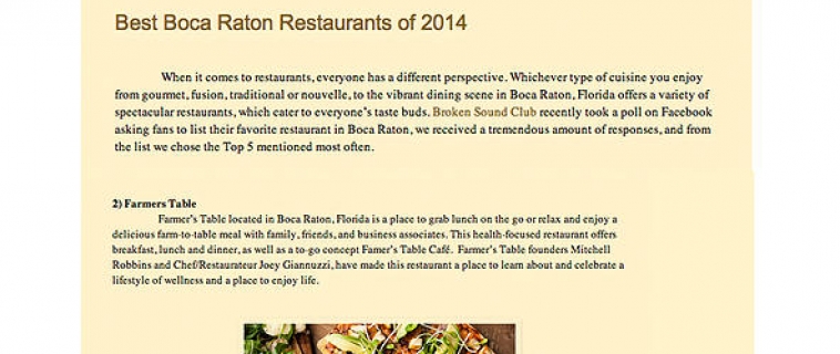 Best Boca Raton Restaurants 2014