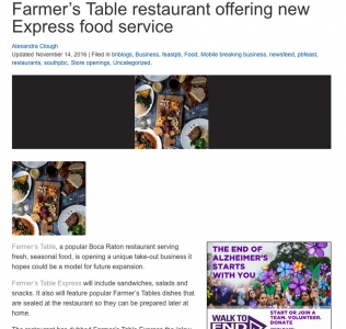 Farmer’s Table restaurant offering new Express food service