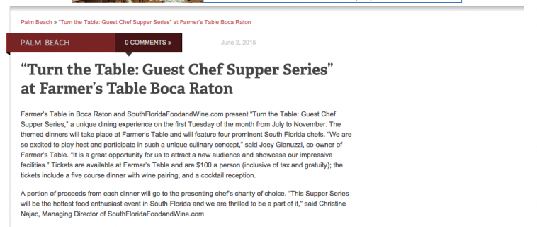 Turn the Table: Guest Chef Supper Series
