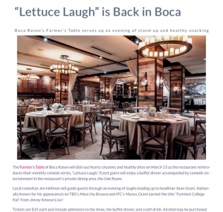 Palm Beach Illustrated: “Lettuce Laugh” is Back in Boca